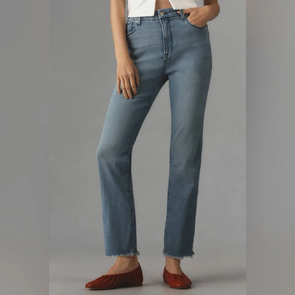 NWOT Good American x Anthropologie  Good Straight‎ High-Rise split pocket Jeans